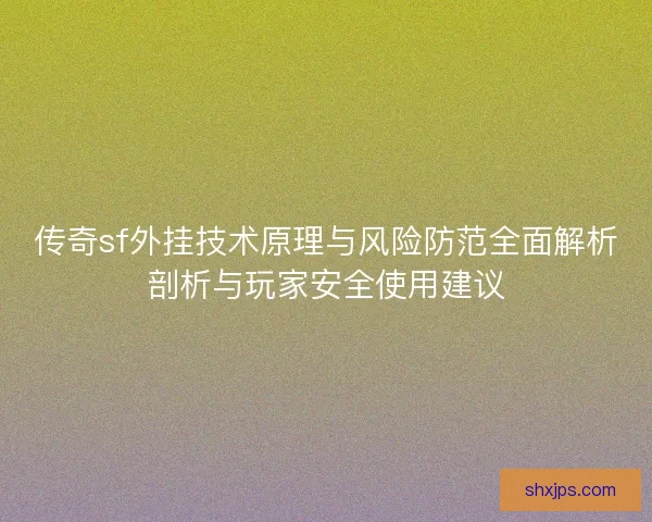 传奇sf外挂技术原理与风险防范全面解析剖析与玩家安全使用建议