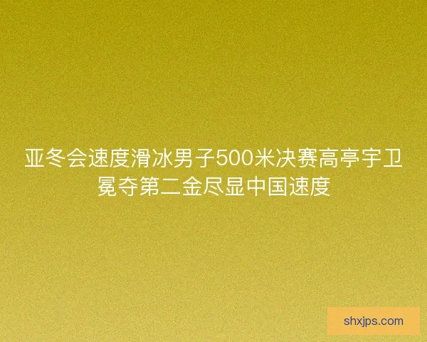 亚冬会速度滑冰男子500米决赛高亭宇卫冕夺第二金尽显中国速度