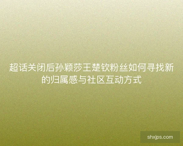 超话关闭后孙颖莎王楚钦粉丝如何寻找新的归属感与社区互动方式